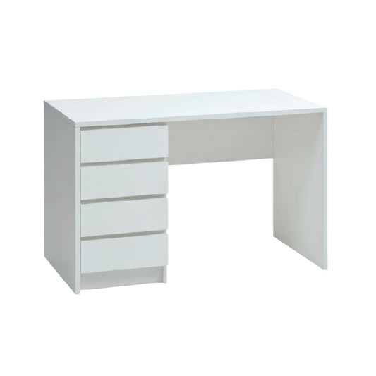 White Study Desk for Home Office Use with Four Drawers - 120 x 60 x 75