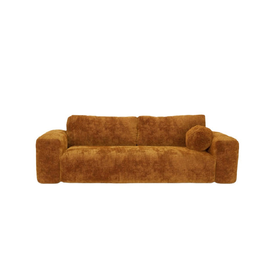 Sofa en tissu couleur caramel pour salon ou espace de détente - 200 x 90 x 80
